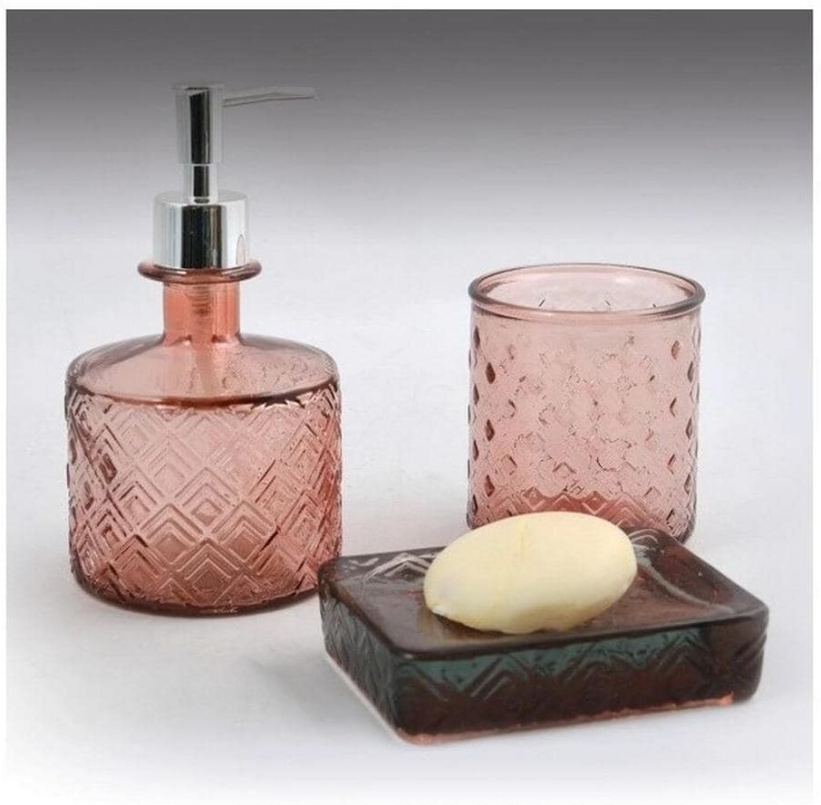 Seifenspender SPIRELLA "Carmina Terracotta, Glas", rosa (terracotta), B:9,5cm H:17,8cm, Glas, Dosierspender, Seifenspender terracotta B/H/T: 9,5cm x 17,8cm