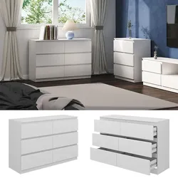 Vicco Kommode Calisto, Weiß 120 x 78,5 cm, mit 6 Schubfächer, Sideboard, Schrank
