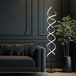 LED Stehleuchte dimmbar schwarz Stehlampe Beistellleuchte Wohnzimmerlampe, verstellbare Lichtfarbe, Spiralform, 32W 4000lm Warmweiß + Neutralweiß, DxH 23x150cm