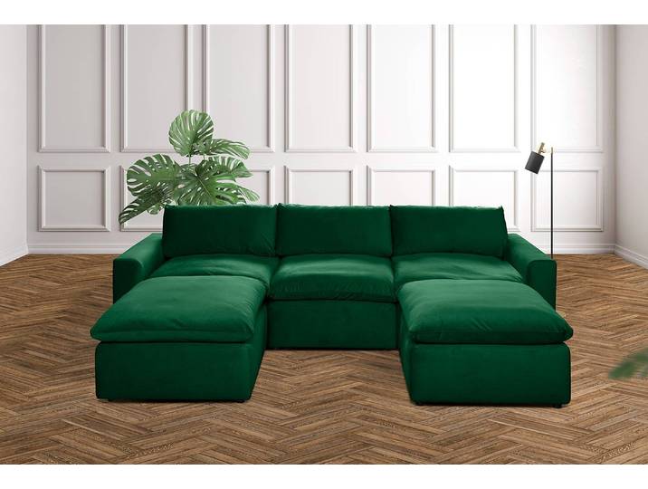Canapé modulable Nizza Vert/Vert Tissé à plat 84 x 102cm Moderne