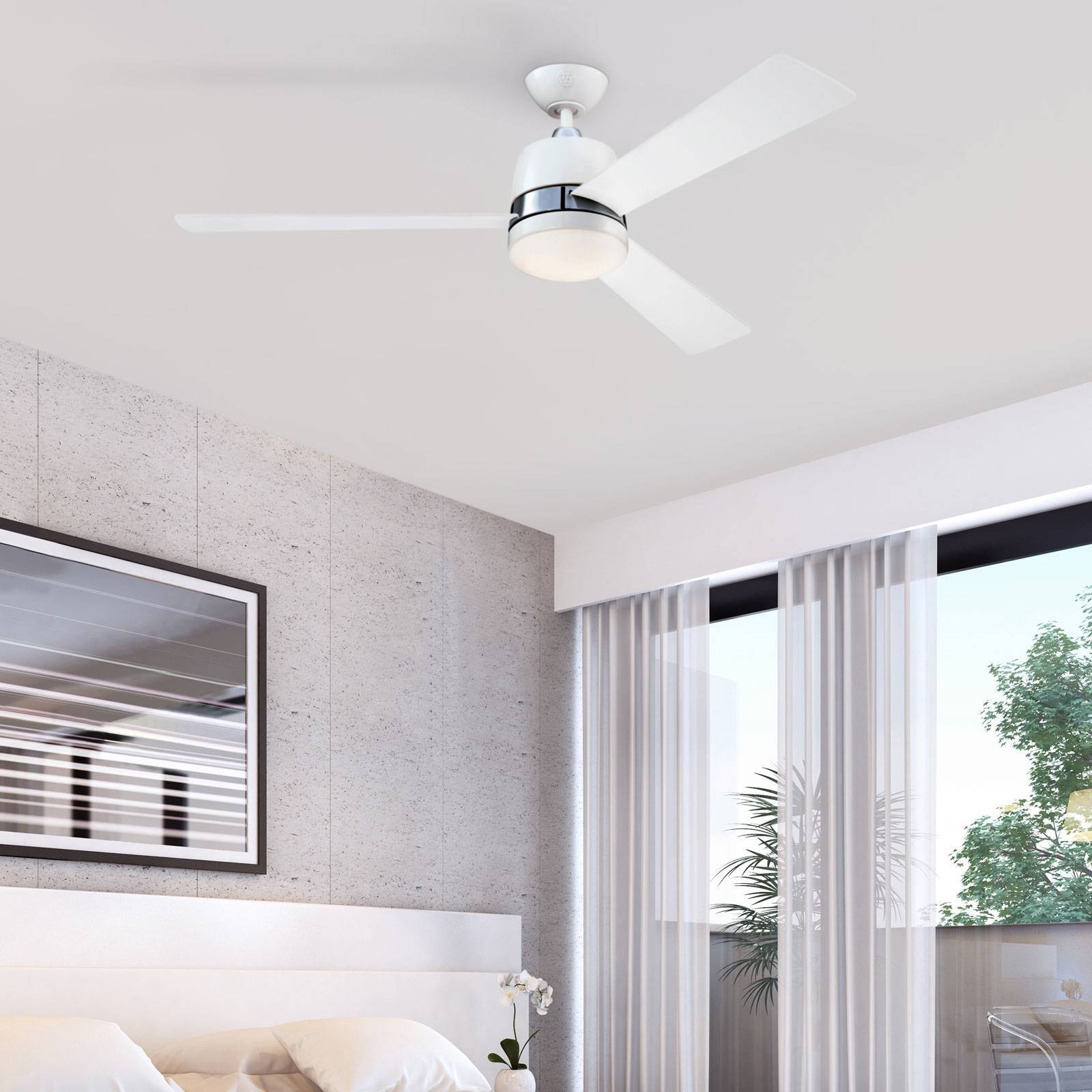 Westinghouse Tristan fan, light, white/maple, Light wood, Living / Dining Room, Wood, Modern, Ceiling Fans with Lighting