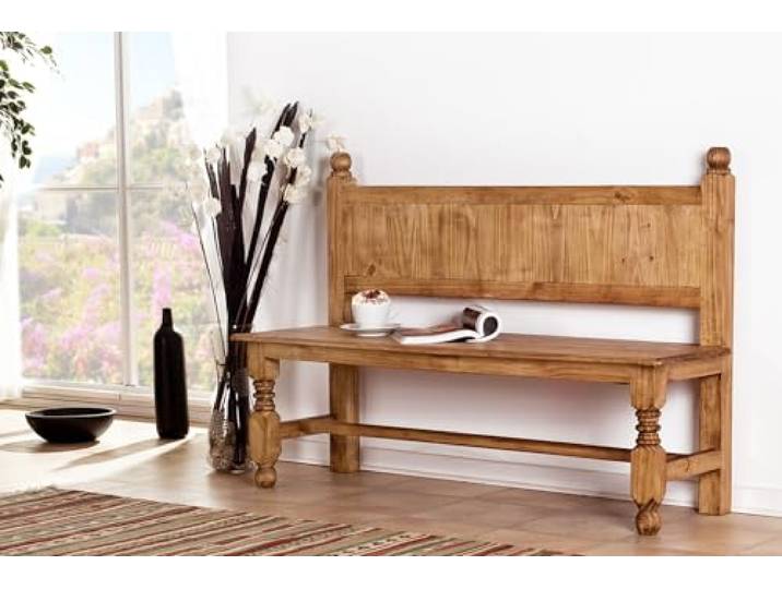 1a Direktimport Original Mexico Möbel Sitzbank 140 cm - Pinie Massivholz - Landhausstil - mexikanische Handarbeit