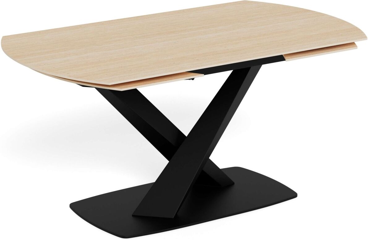 Esstisch ACTONA GROUP "Morellla, Speisetisch, Tisch", braun (sand, matt schwarz, sand), B:240cm H:77cm T:90cm, Tische, Esstisch, Esstisch, Keramikplatte, oval, Drehfunktion, Stahlfuss, 6–8 Sitzplätze sand, matt schwarz, sand B/H/T: 240cm x 77cm x 90cm, Bu