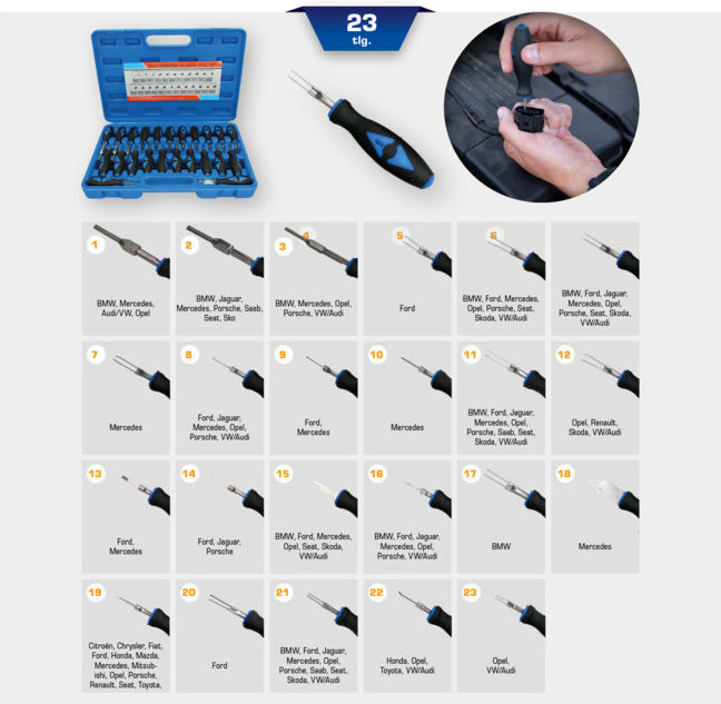 Brilliant Tools Jeu d’extracteurs de cosses pour connecteurs, 23 pcs (BT511100)