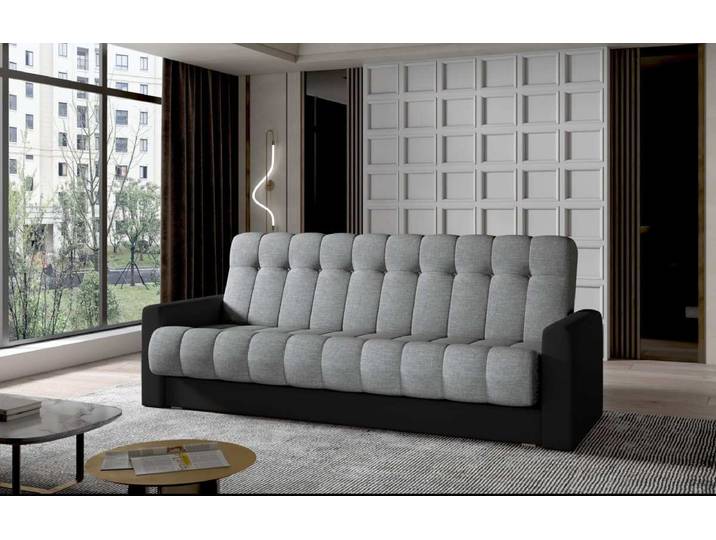 Designer Sofa Vido mit Schlaf- und Klappfunktion - Weiß-Grau - Luxusbetten24