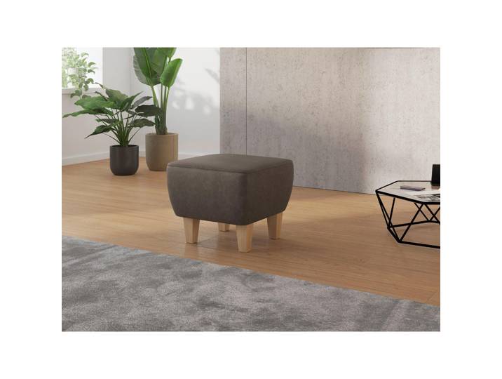 Hocker, Braun, 56x46x56 cm, Textil & Buche Massiv, Quadratisch, sit&more