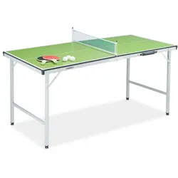 Relaxdays Grüne Tischtennisplatte mit Zubehör Weiß,Grün,Silber
