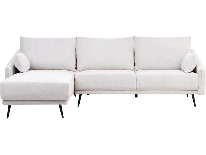 BELIANI 3-Sitzer Ecksofa Cremeweiß Stoffbezug L-Förmig mit Chaiselongue Rechtsseitg mit Schmalen Armlehnen Tiefer Sitzfläche Skandi Wohnzimmer