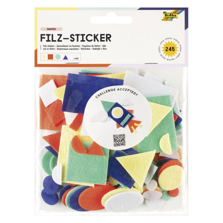 Folia Filz-Sticker FORMEN, 245 Teile, farbig sortiert (70693668)