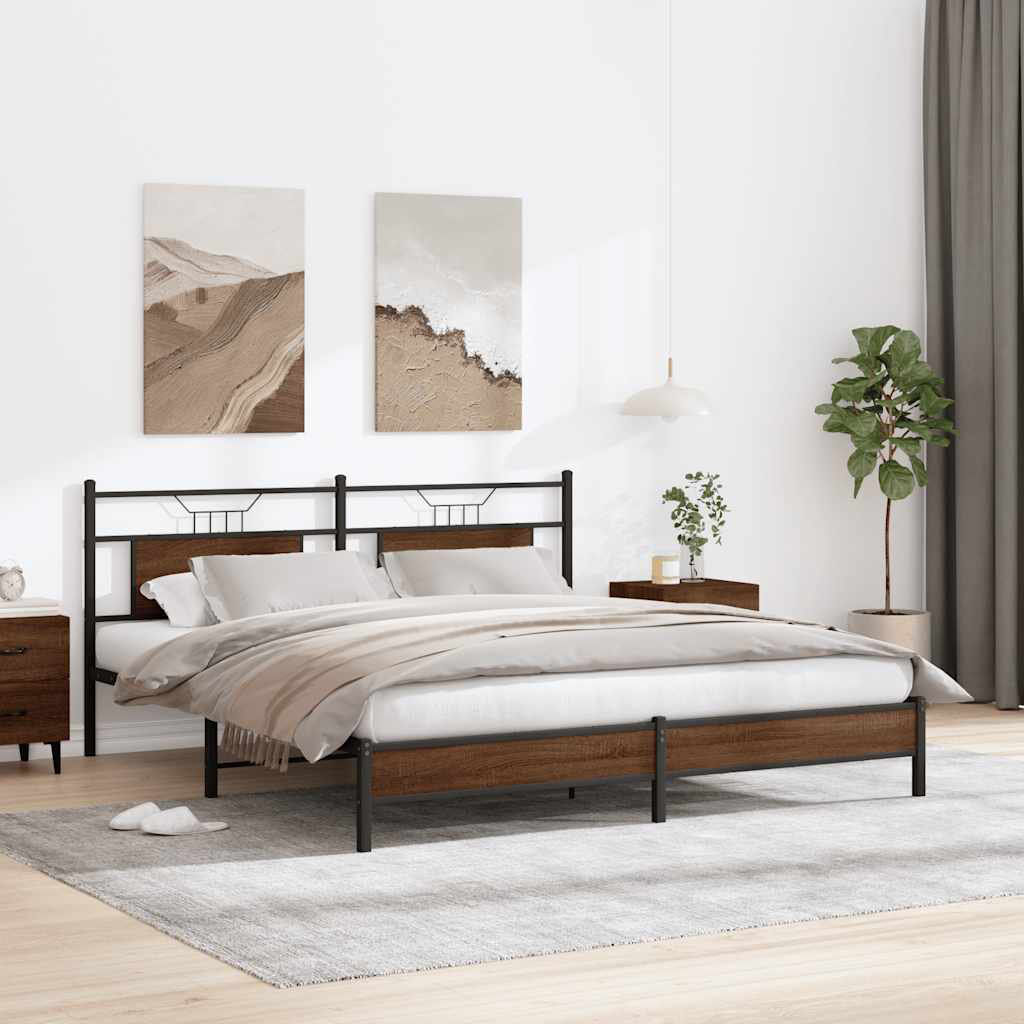 Borough Wharf Bed Brown Oak European Kingsize (160 x 200cm)