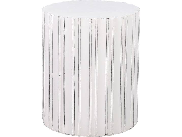 BELIANI Beistelltisch Weiß Rund ⌀ 45 cm Zylinder Form Vintage Look Retro Stil Couchtisch für Wohnzimmer