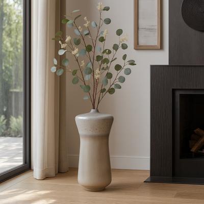 Sagebrook Home Tall Table Vase with Sculptural Flare - Ivory & Beige