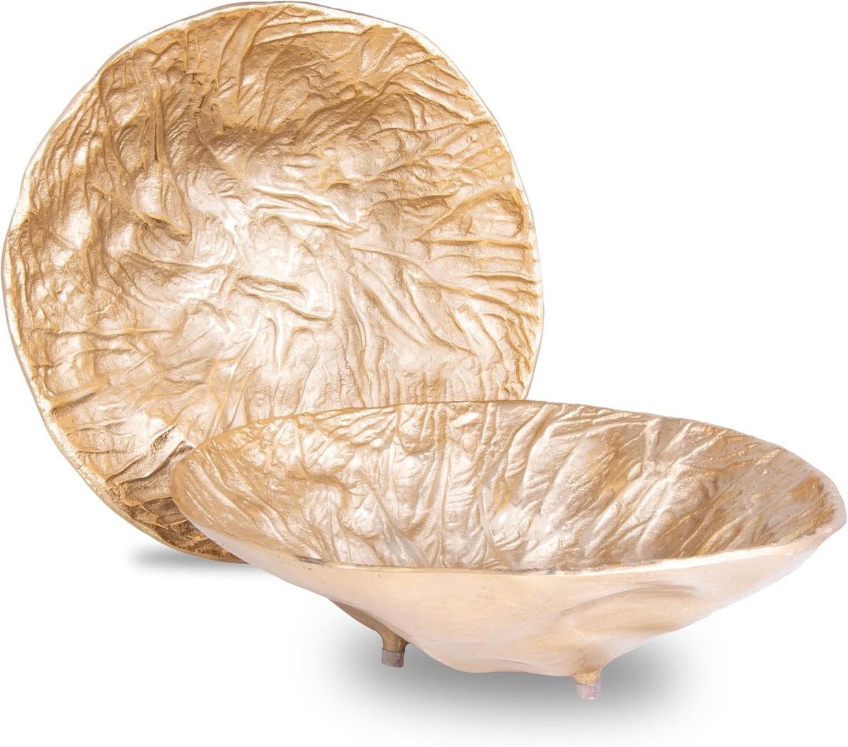Set van 2 Decoratieve Gouden Schalen - Ronde Kom voor Salontafel, Poef of Dienblad