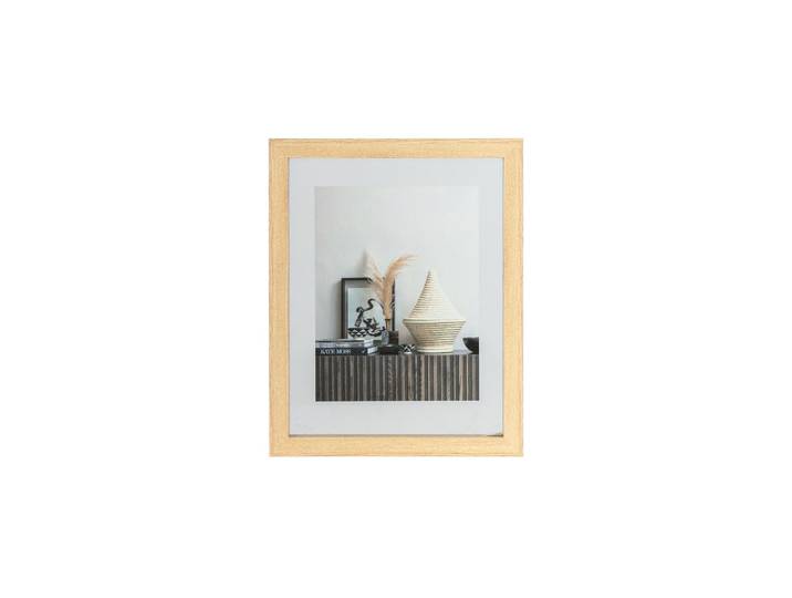 Grand cadre photo en bois beige, avec verre amovible, à poser - W