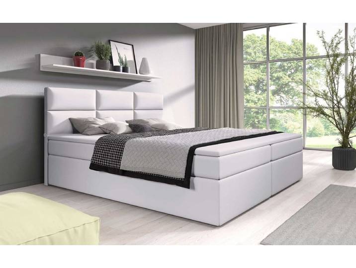 OUTLET - Boxspringbett Carre mit USB-Anschluss - 140x200 - Beige - H3 (70-100kg) - Luxusbetten24
