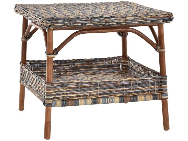 Krines Home Beistelltisch Rattan-Tisch Beistelltisch Quadratisch Wohnzimmer Tisch Ablage 59x59, Couchtisch Rattan, zusätzliche Ablage