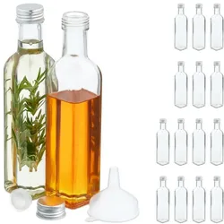 Relaxdays Flaschen zum Befüllen 250 ml Silber,Transparent