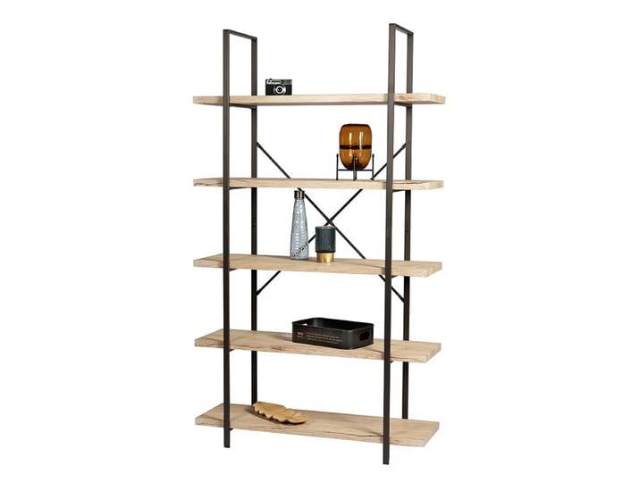 Urban Living - Bibliothèque 5 Niveaux 100x32\,5x174 Cm En Décor Chêne Et Métal Noir - Darcy