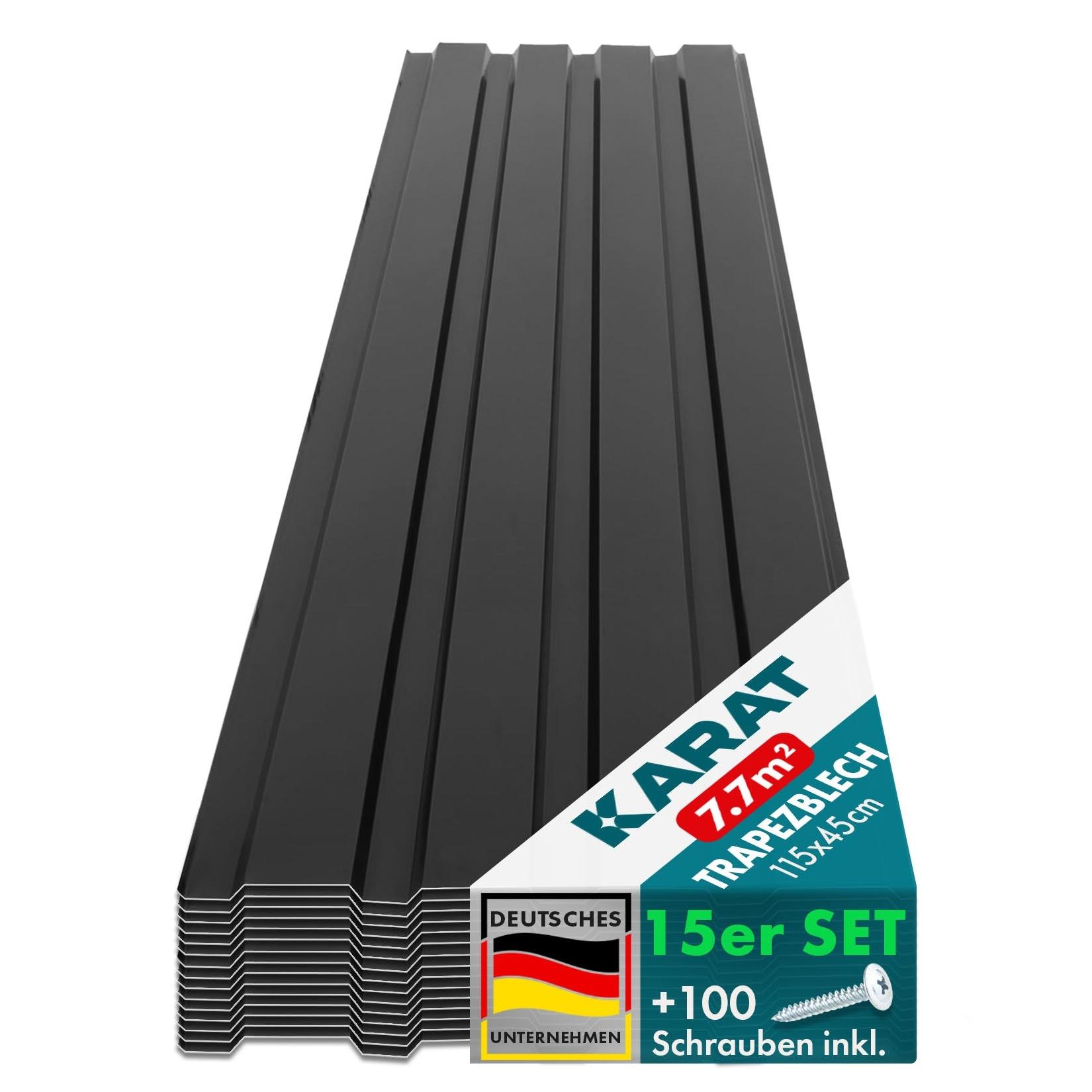 Karat homeliving Trapezblech Wand- & Dachverkleidung Profilblech Schwarz 15 Stück