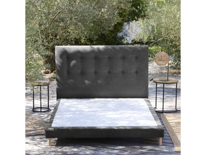 Ensemble sommier tête de lit gris anthracite gris anthracite 140 x 190