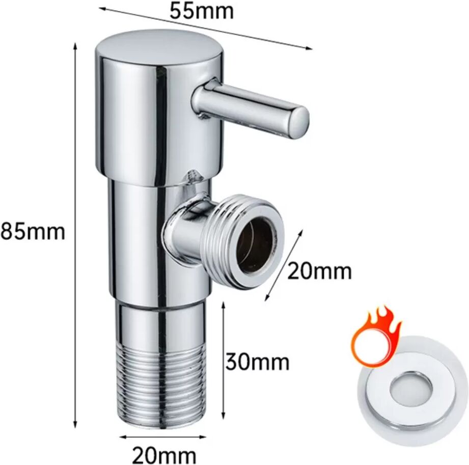 INF Silbernes Edelstahl Eckventil - Hoher Durchfluss für Toilette, Küche, Waschmaschine