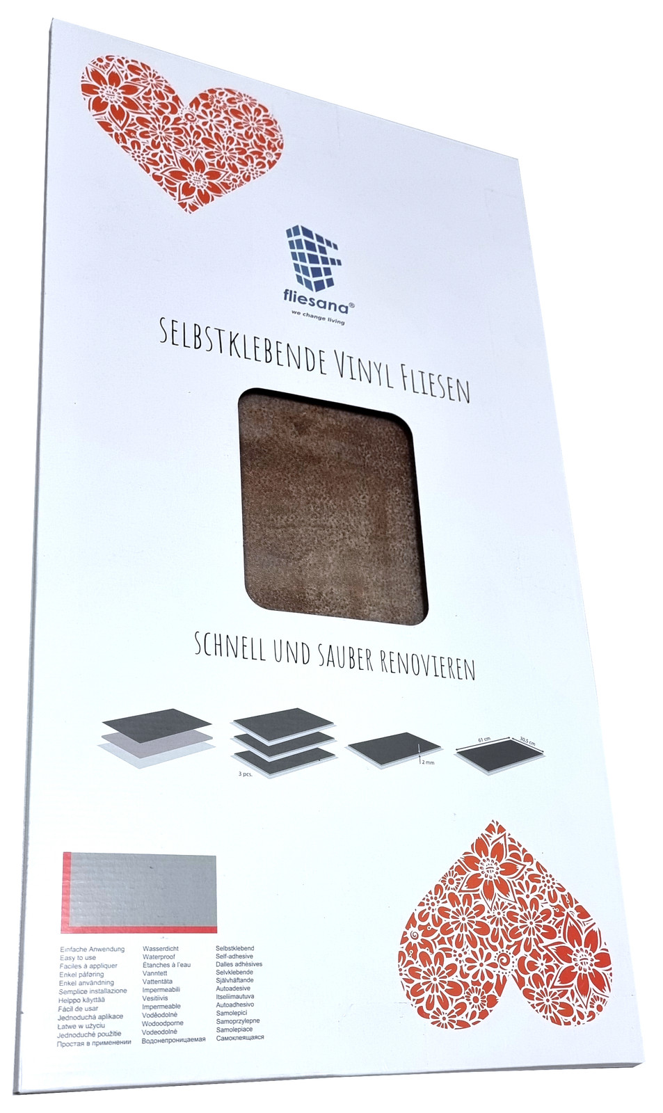 Fliesana 3 stuks Old Rust waterdichte zelfklevende tegels voor badkamer en keuken met modern roesteffect
