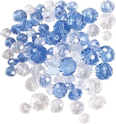 Glasperlen, hellblau-transparent, 80 Stück