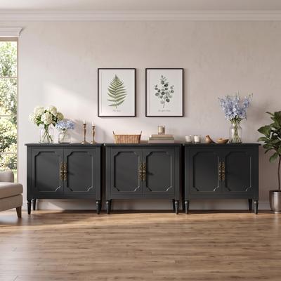 Royalcraft Farmhouse 2-Door Accent Storage Cabinet with Adjustable Shelf, Bronze Handles & Solid Wood Legs