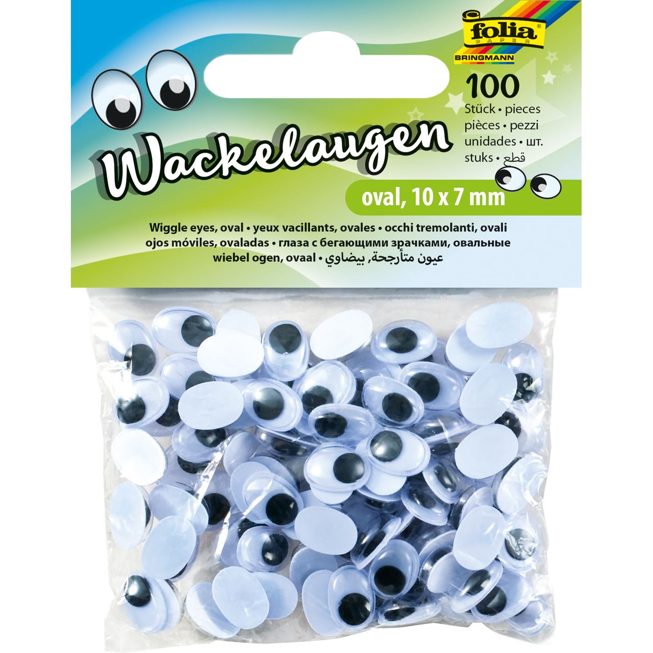 folia Wackelaugen weiß oval 100 St. (751007)