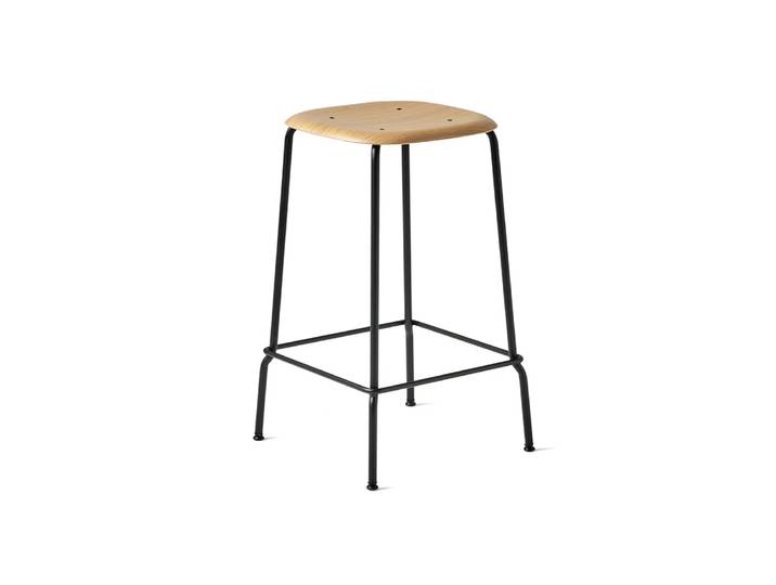 HAY Soft Edge 30 Low Barhocker Oak-schwarzes Stahlgestell