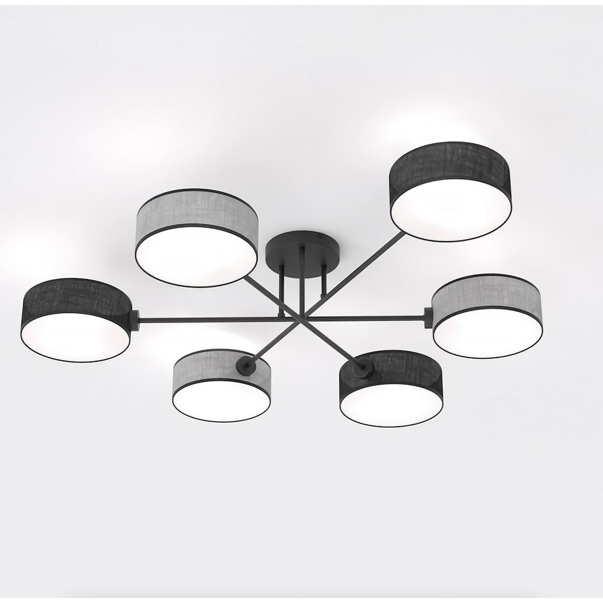 Kendra Home Hanglamp Maga met zes armen van staal en stof
