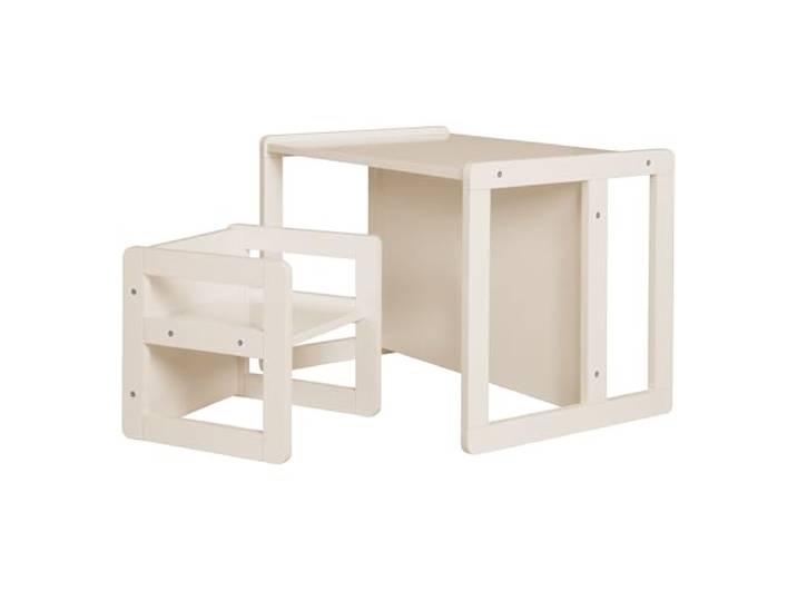 roba Kindersitzgruppe 3in1 - Wendehocker & zum Tisch umwandelbarer Kinderbank - Sitzgruppe für Kinder - Set aus Holz beige/Cashmere