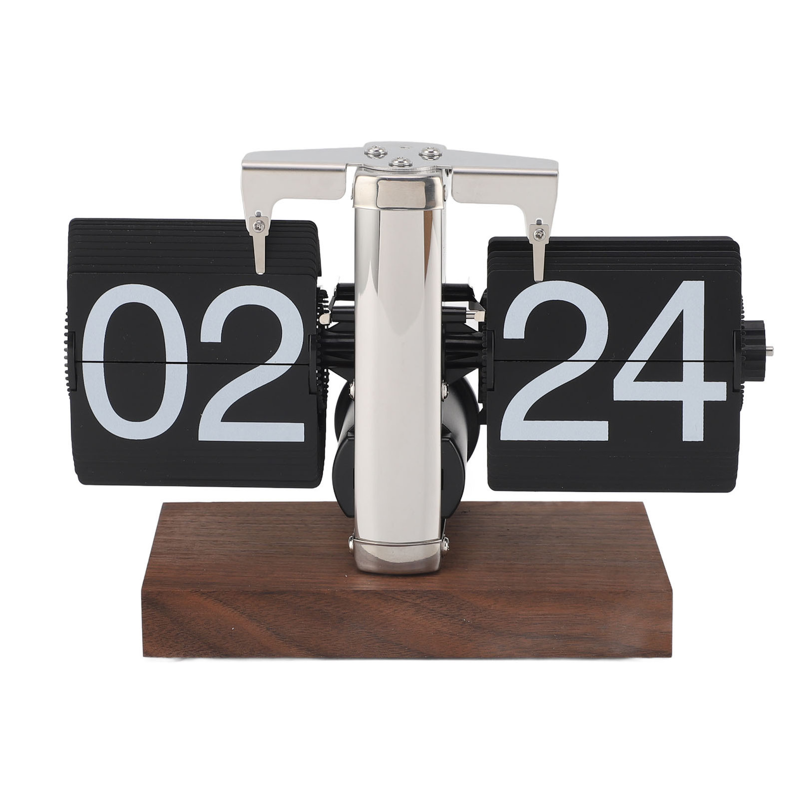 Cocosity Vintage Retro Flip-klok met 24-uursweergave en houten voet