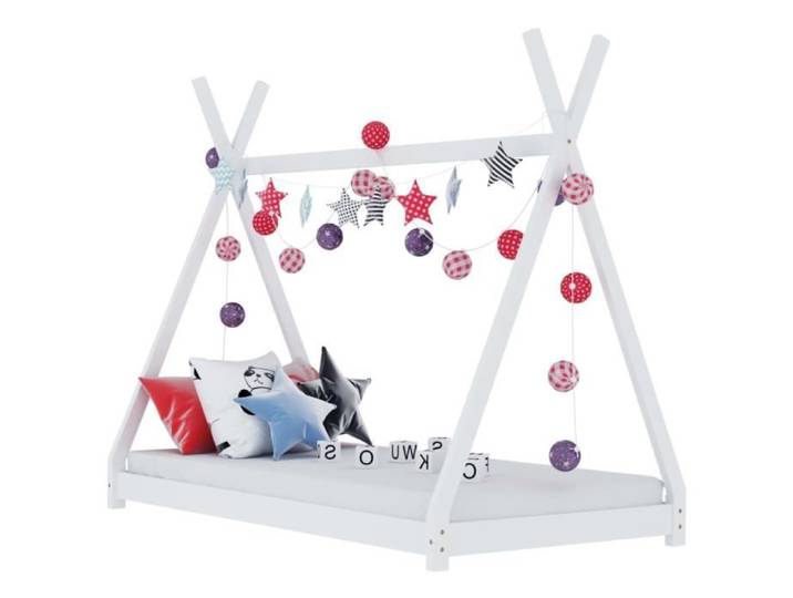 Lit BÉBÉ Enfant Style Cabane - OVONNI - 70x140 cm - Blanc - Bois massif - Enfant - Lit - A lattes