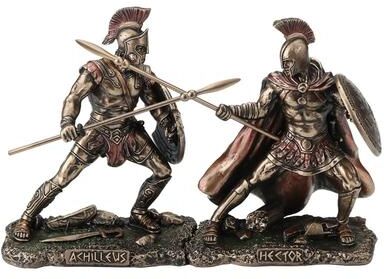 Veronese Design 3.74 inches Height Cold Cast Bronze Hector Fighting Achilleus Bronze Finish Figurine