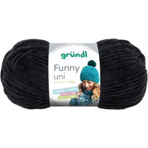 Gründl Häkelgarn 3442-17 Funny uni, schwarz, 100 g / 120 m, Nadelstärke 5-6, 100% Polyester