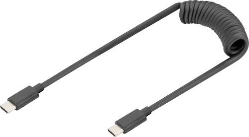 Digitus AK-300431-006-S USB-C Adapter [1x USB-C - 1x USB-C] Schwarz Spiralkabel 1 m