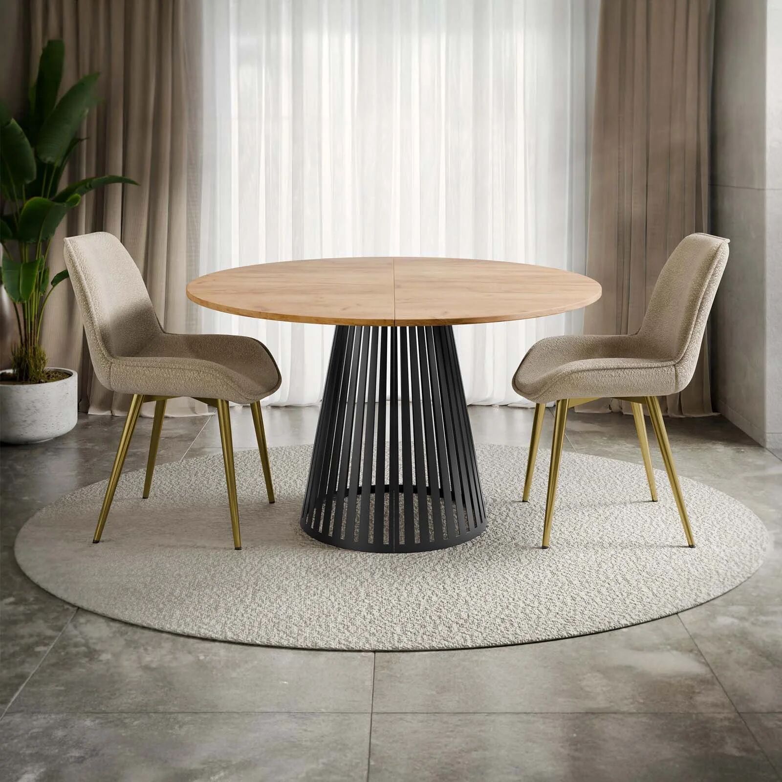 garneroarredamenti Tavolo allungabile 120/196cm rotondo rovere nero Elisera