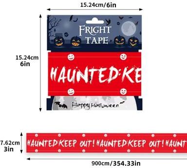 Inspired Finds Halloween Warning Tape Decoration Strip For Haunted Houses & Parties red