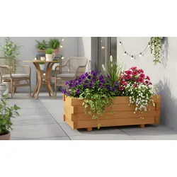 Blumenkübel Rechteckig Celle 80 x 50 x 39 cm - Pflanzkasten aus Kiefer, Honigbraun - Pflanzkiste – Blumenkasten für Garten und Balkon