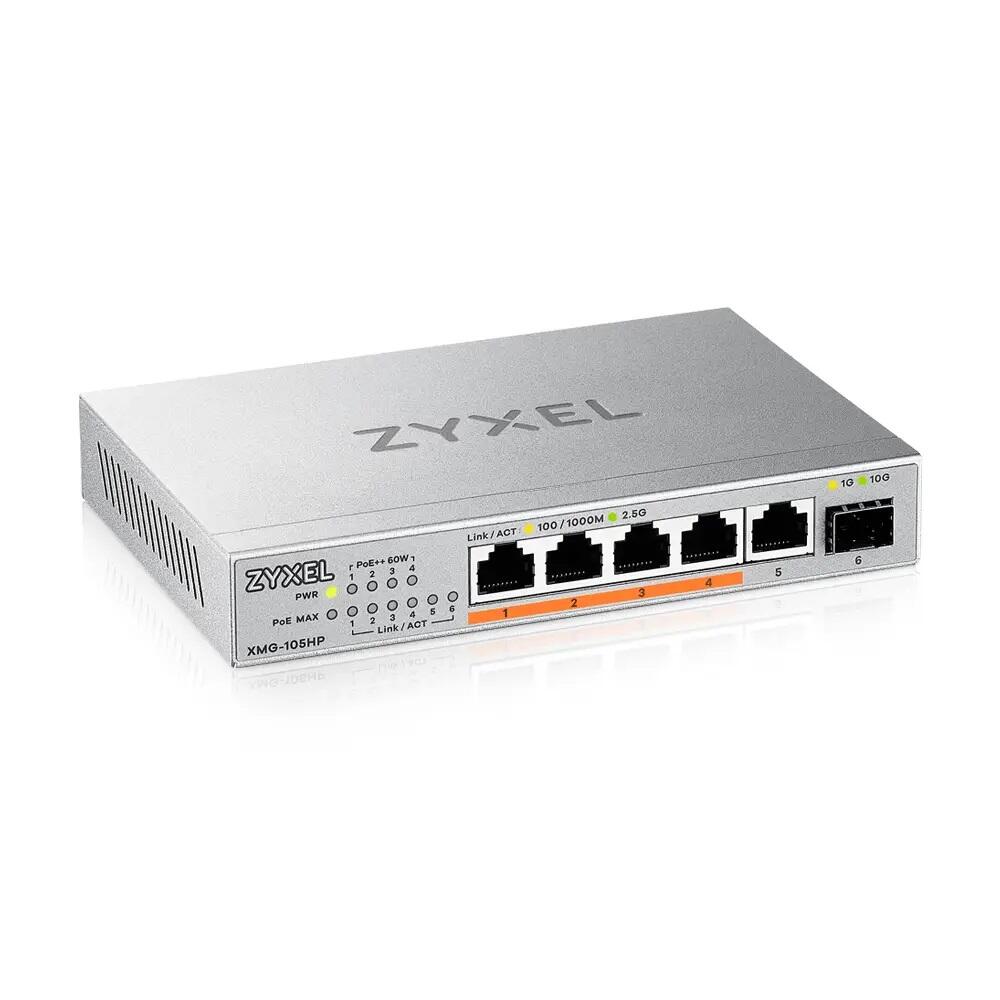 Zyxel Switch 6-Port MultiGig 5x 2.5G + 1x 10G SFP+ L2 XMG-105HP-EU0101F