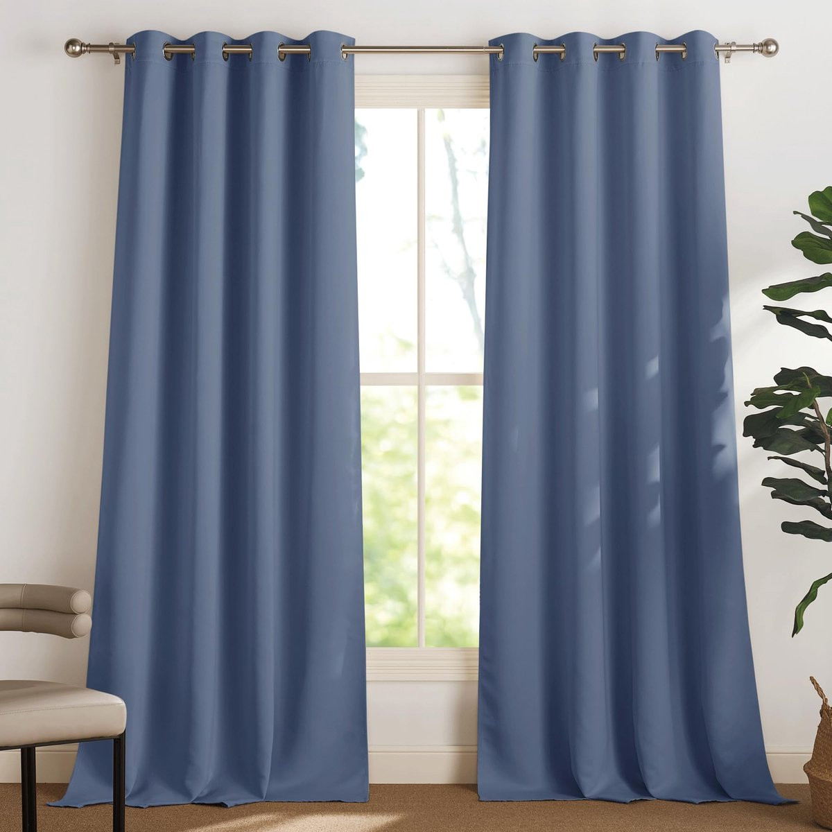 Set van 2 verduisterende ooggordijnen van 100% polyester