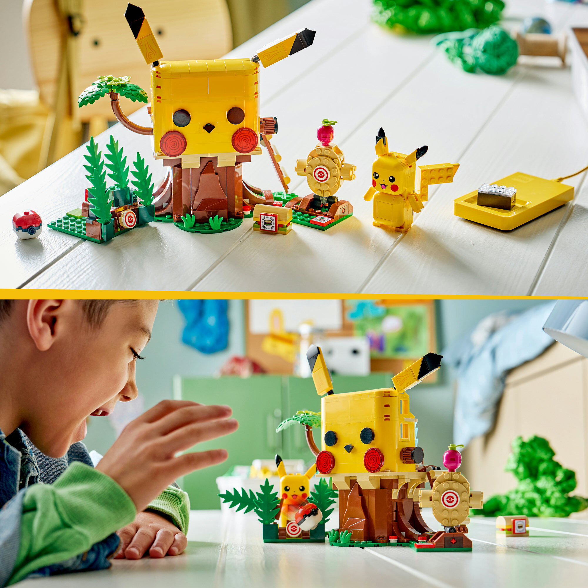Konstruktionsspielsteine LEGO "SMART Play™ Trainingshaus mit Pikachu (72164), LEGO Pokémon", gelb (bunt), Spielbausteine, Kinder, Kunststoff, Konstruktionsspielsteine, inklusive SMART Brick; mit Licht- und Soundeffekten