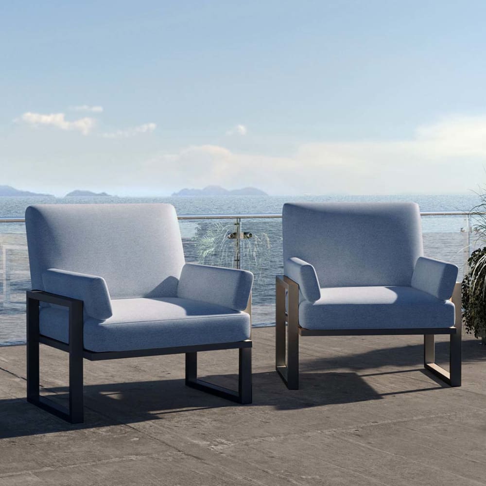Mesonica Fauteuil bleu clair - cadre anthracite Bleu 86x88x82cm