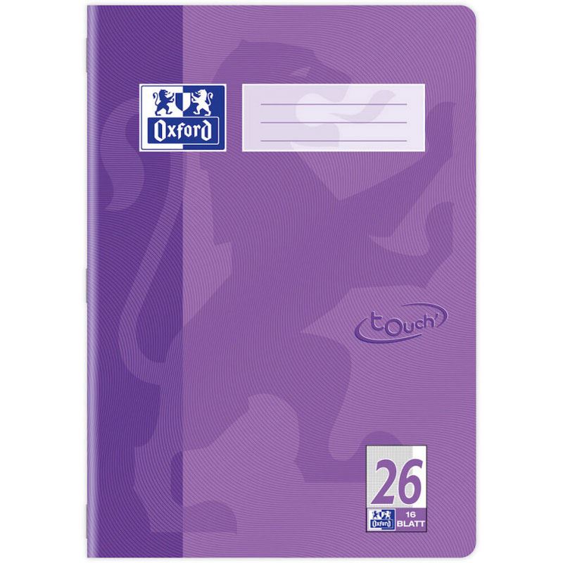 OXFORD Schulheft Touch Lineatur 26 kariert DIN A4 Außenrand, 16 Blatt 400104442