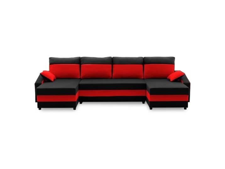 Mebligo ECKSOFA U MIT SCHLAFFUNKTION Sparta Schwarz/Rot