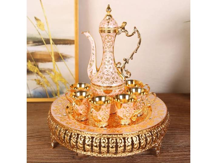 Ancient court tinware crafts retro wine jug wine glass Russian European wine set gift box division