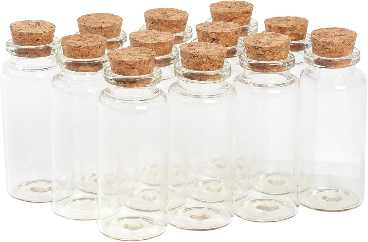 Set van 12 decoratieve glazen flessen van 30 ml