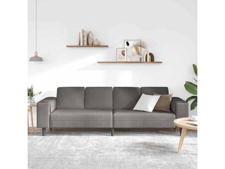 KTHLBRH Sofa hellgrau 250 cm Cords Stoff Atmungsaktive, quadratische Armlehnen, 4-Sitzer, schwarze Beine, für Wohnzimmer