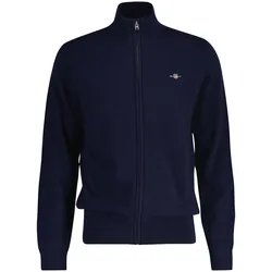 GANT Herren Strickjacke, Wolle - EXTRAFINE LAMBSWOOL ZIP CARDIGAN, Stehkragen Blau / 2XL